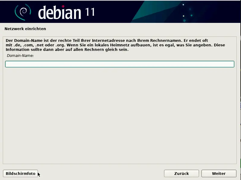 Bild: Eingabezeile für die eigenen Domäne.