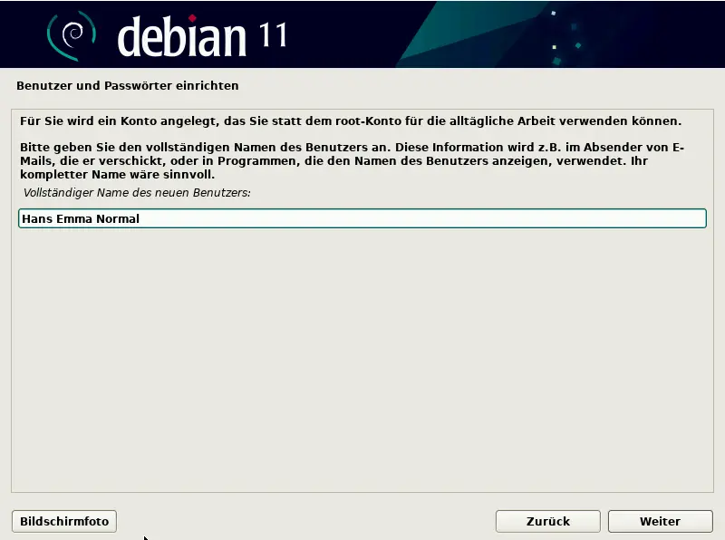 Bild: Eingabezeile für den Benutzernamen.