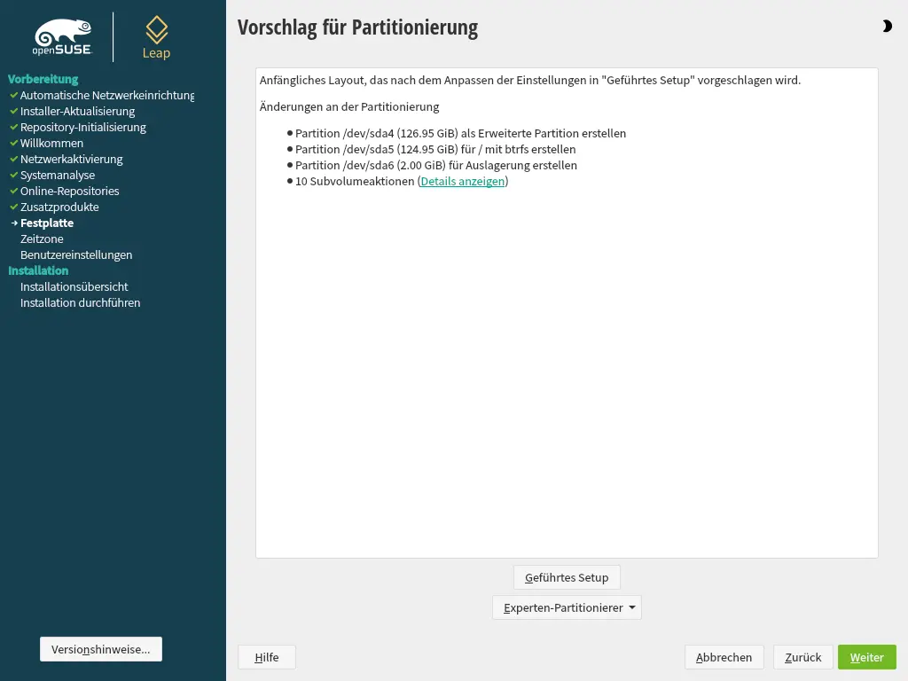 Bild: Partitionierung Vorschlag