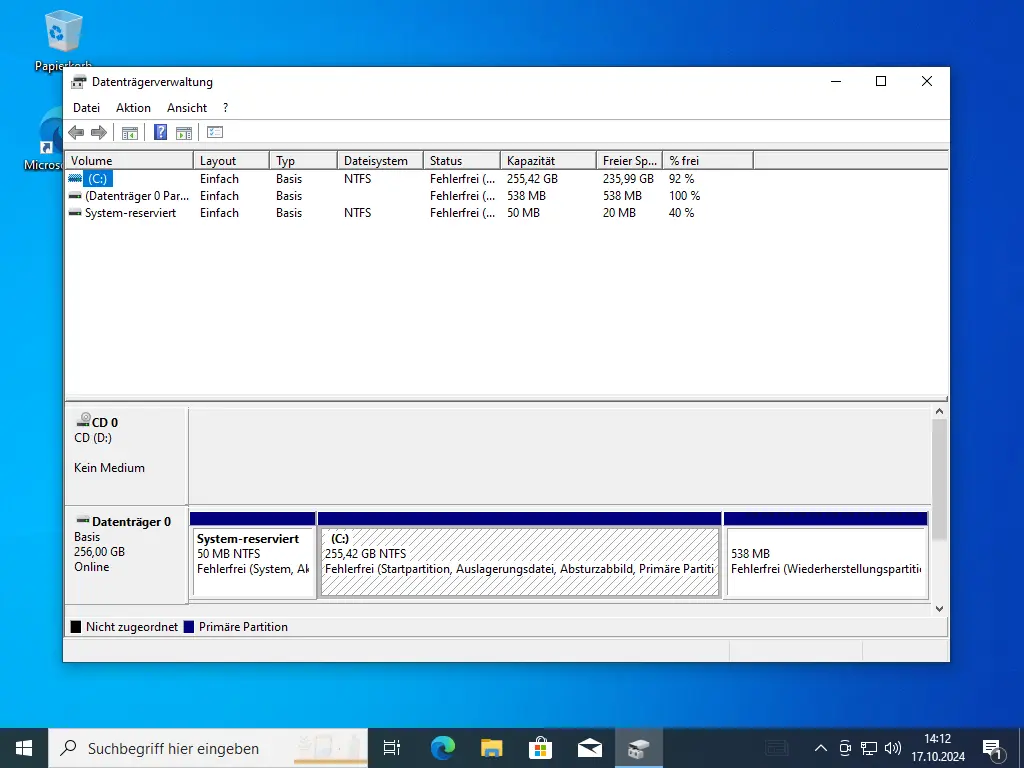 Bild: Festplattenprogramm gestartet.
