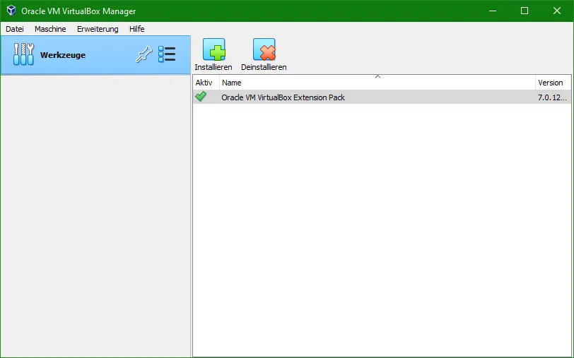 Bild: Installiertes Extension Packs.