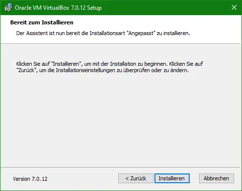 Bild: Abfrage, eigentliche Installation starten?