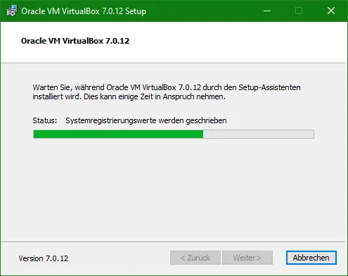 Bild: Fortschritt der Installation.