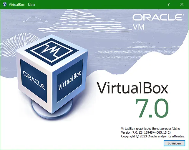 Bild: Das About Fenster der VirtualBox 7.2.