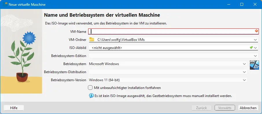 Bild: Konfiguration Virtuelle Mschine.